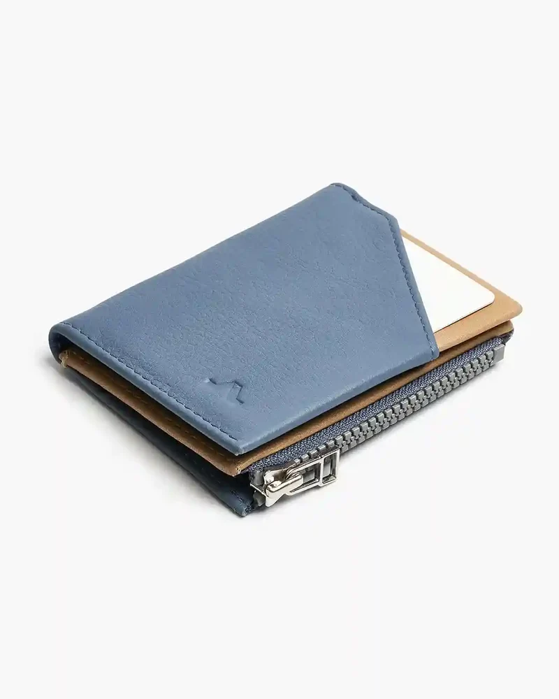 Cartera de Piel Zip Coin Blue Capri