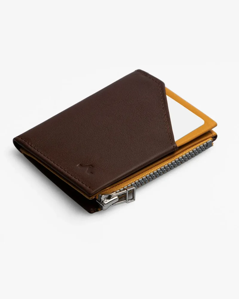 Cartera de Piel Zip Coin Brown Mustard