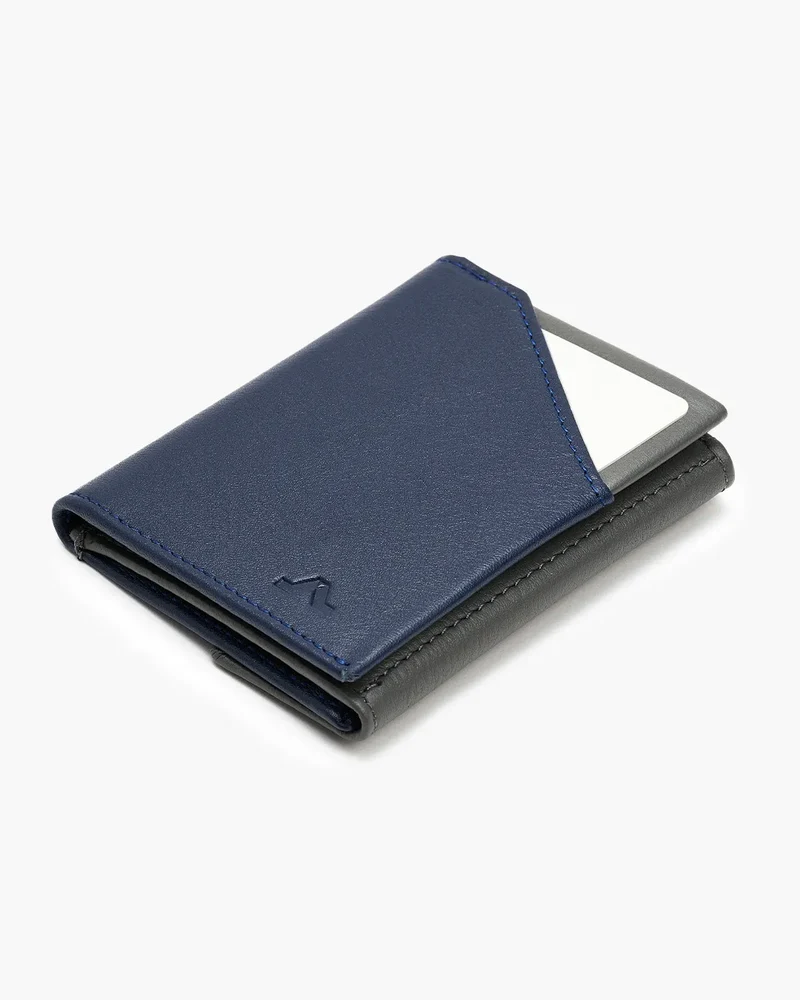 Cartera de Piel Flap Coin Blue Stone
