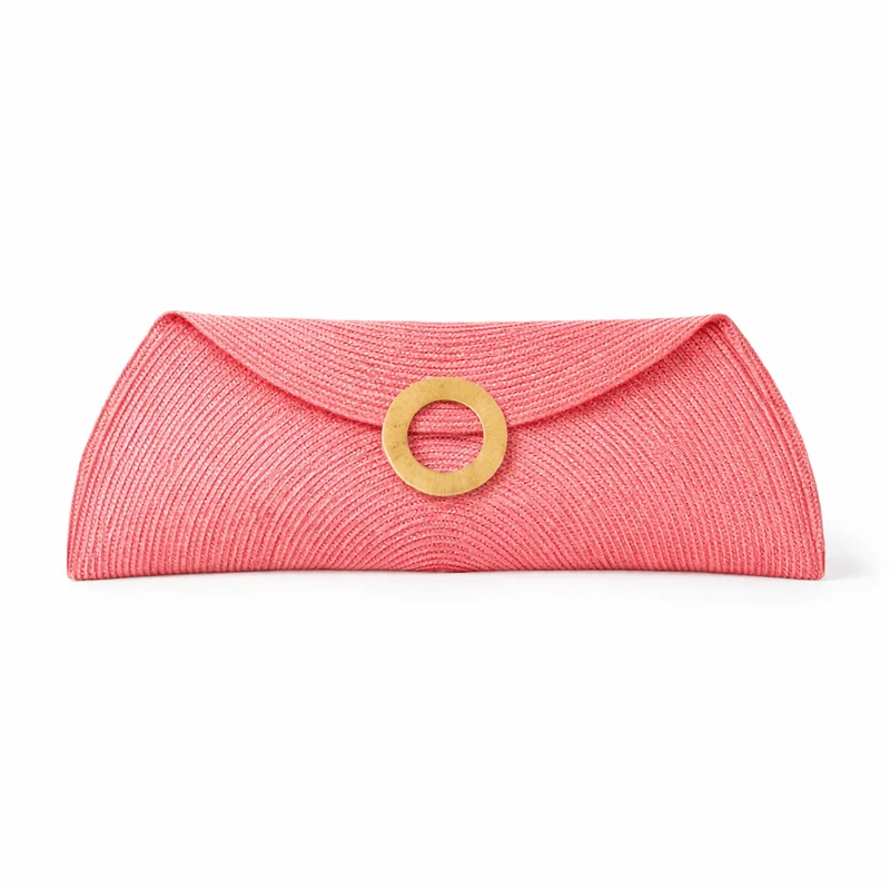 Bolso boda 2026, cartera rafia con aro bronce. Unidades limitadas