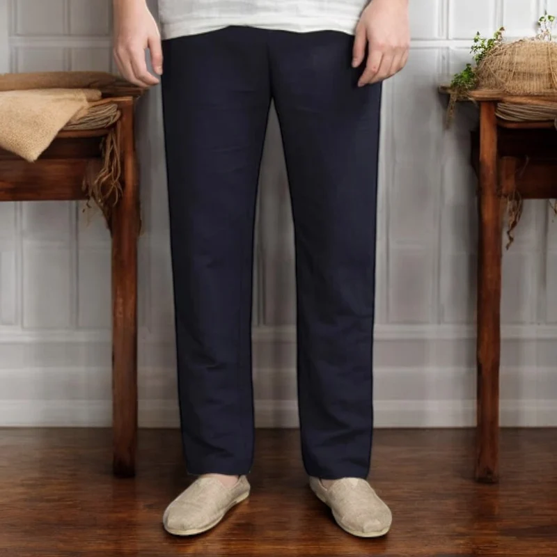 Pantalon en lin noir homme