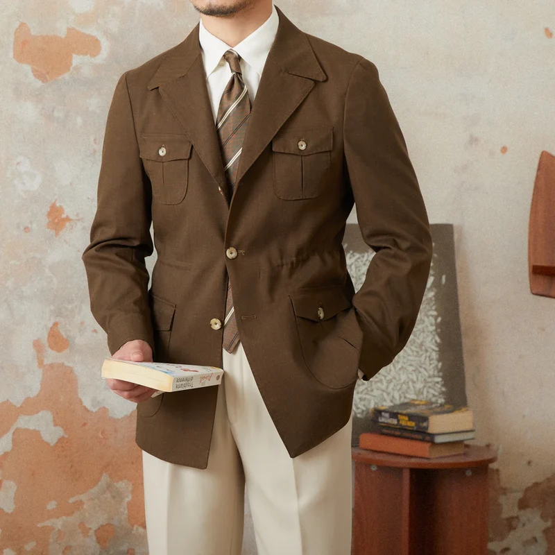 Veste saharienne marron homme