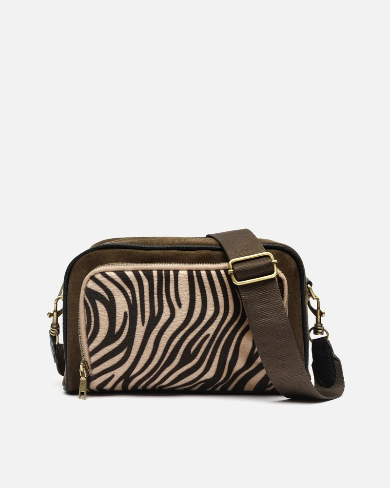 Mider bolso bandolera efecto ante y estampado animal print