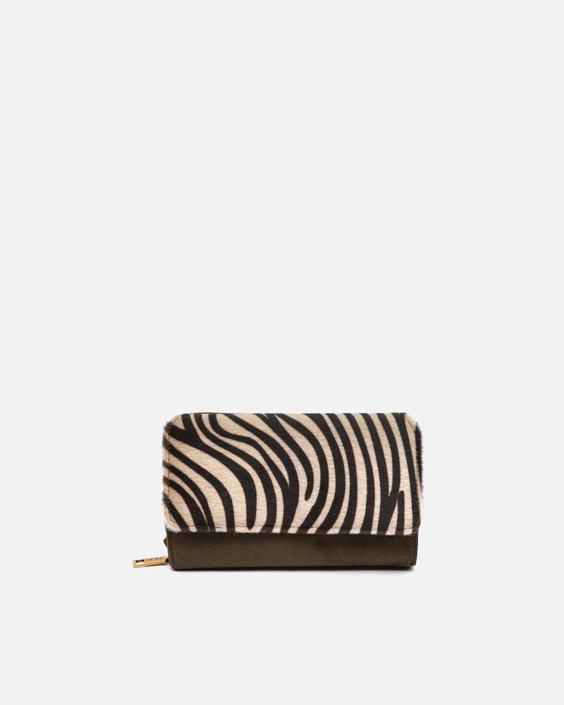 Mider monedero grande efecto ante y estampado animal print