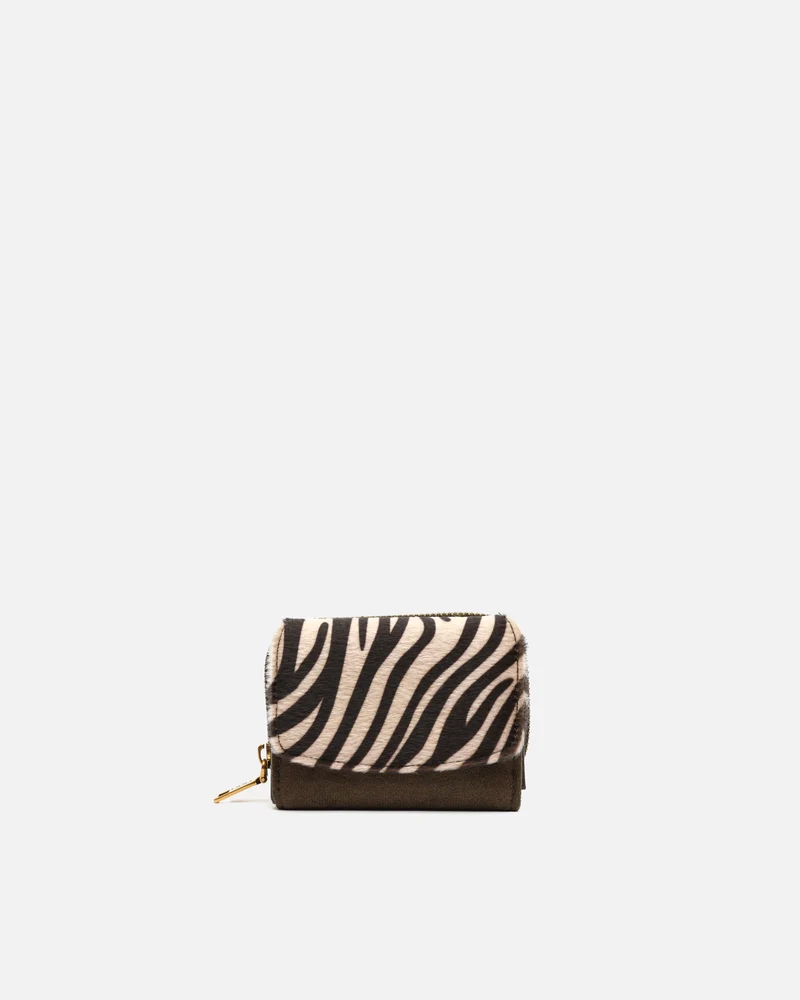Mider monedero pequeño efecto ante y estampado animal print