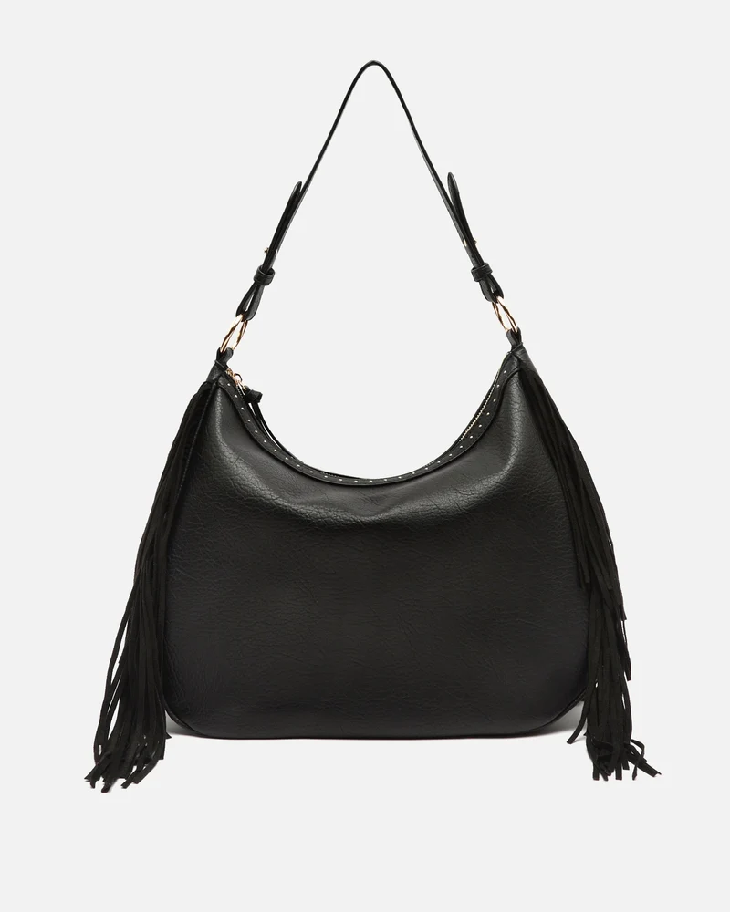Chete bolso hobo con flecos y detalles metálicos