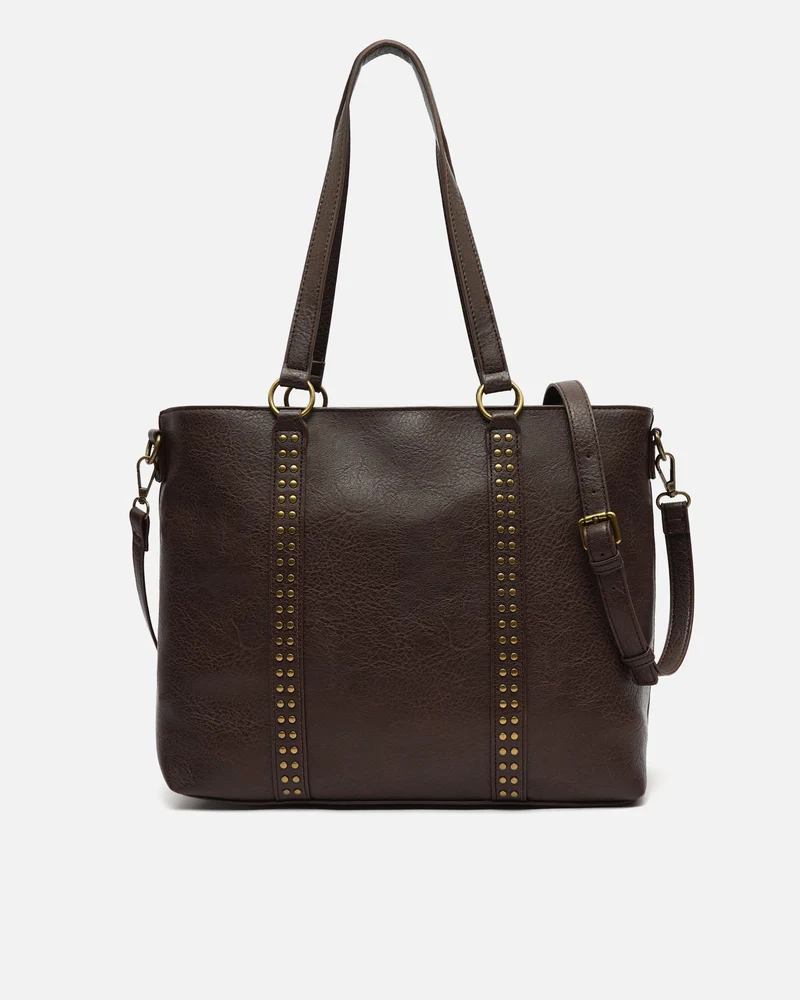 Mampini bolso shopper grande con asa bandolera extraíble y detalles metálicos