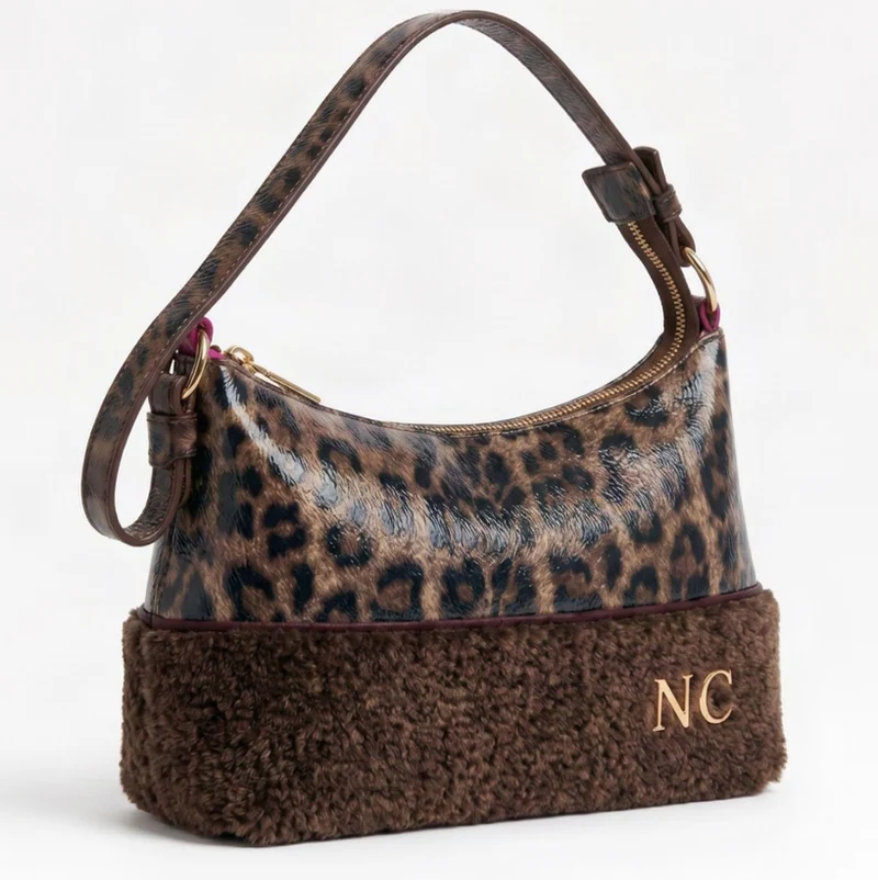 Bolso Bandolera Baguette Leopardo NC Efecto Potro Noco