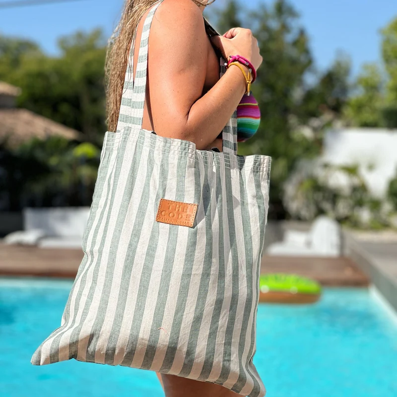 Tote Bag rayas verdes