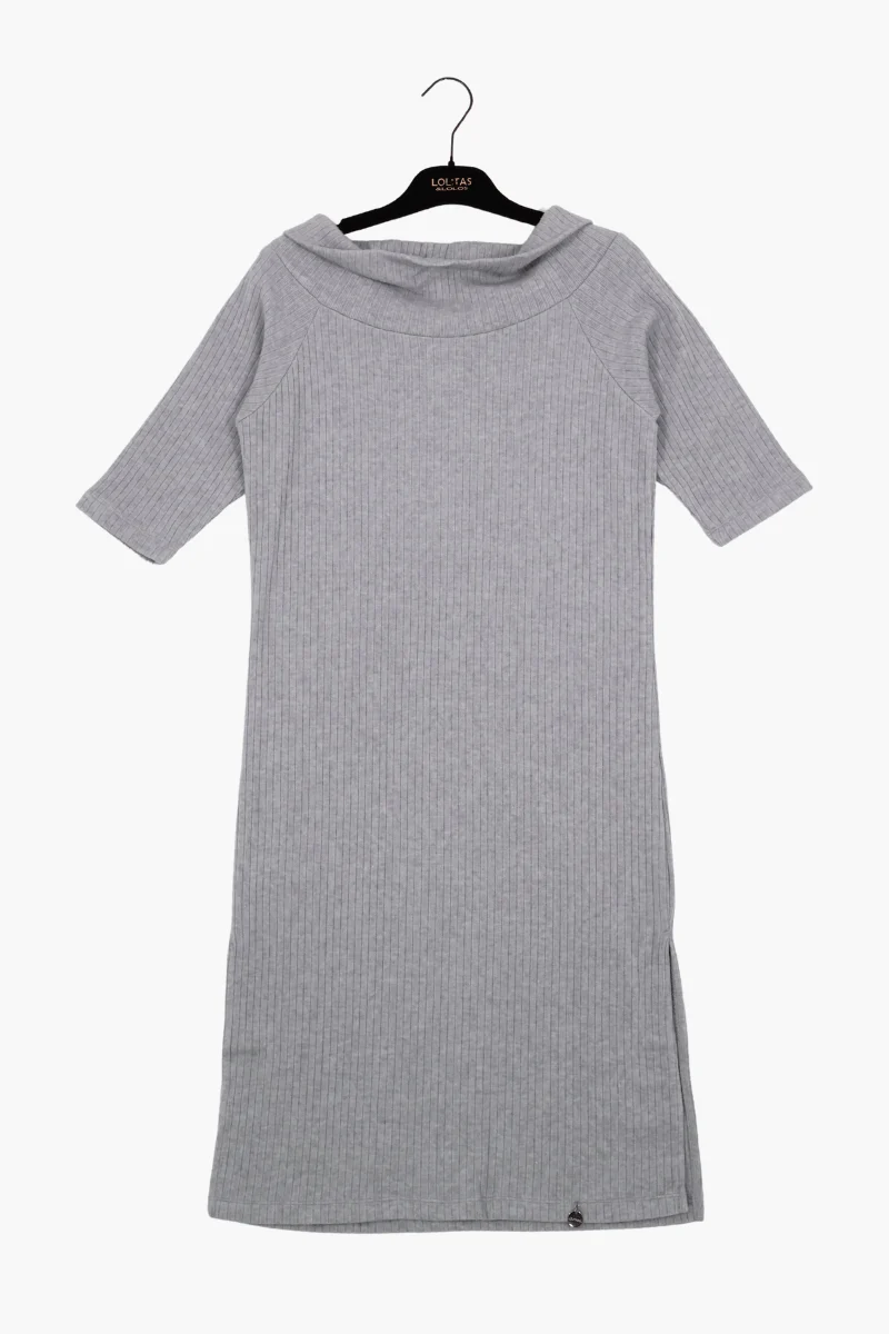 Vestido gris punto Preloved jacquard largo palabra de honor Lolitas&L