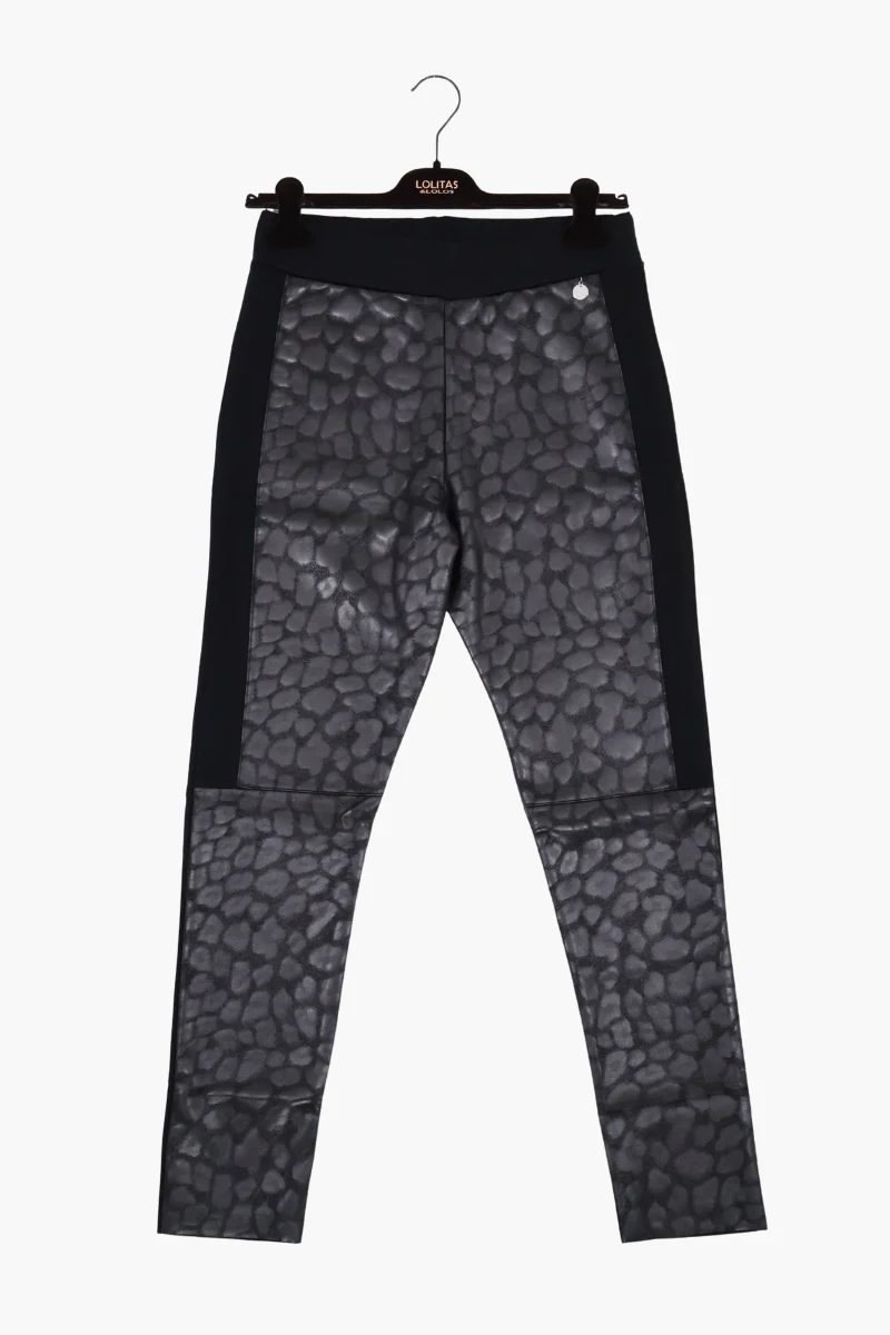 Pantalon negro Preloved polipiel animal print ajustado Lolitas&L