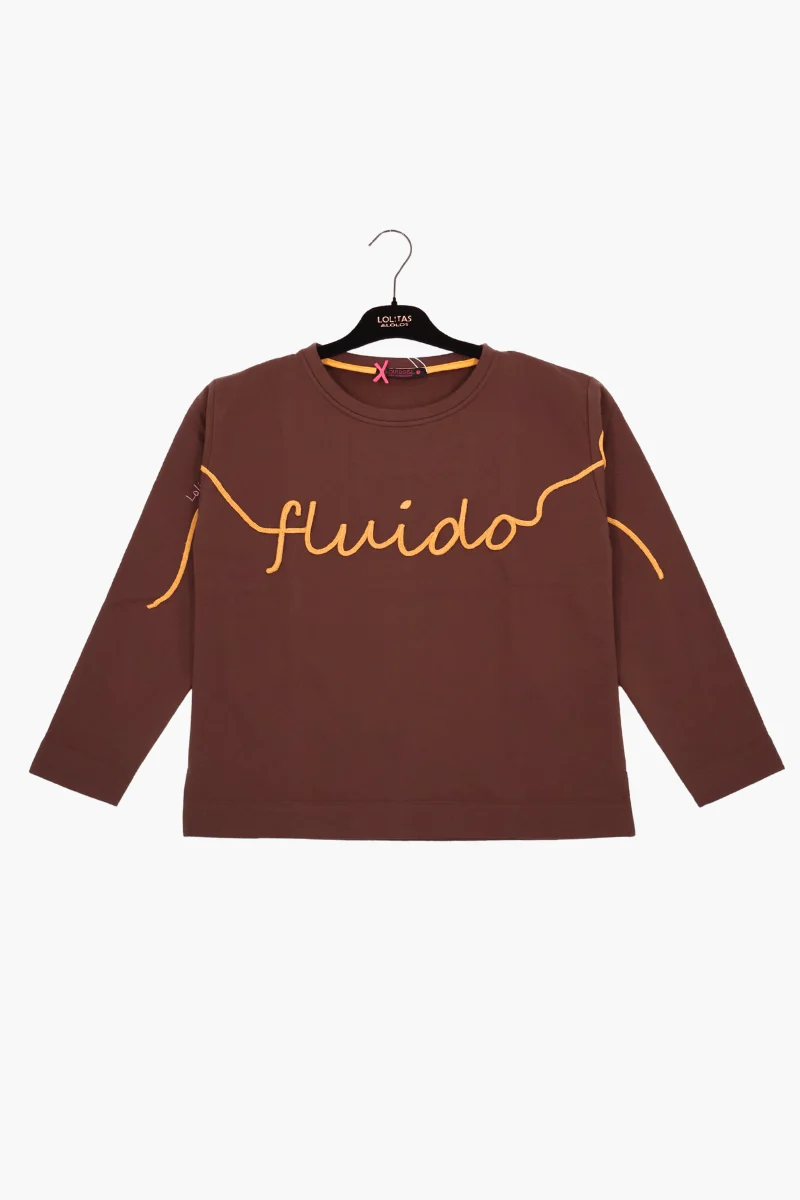 Camiseta marron Preloved bordado fluido Lolitas&L