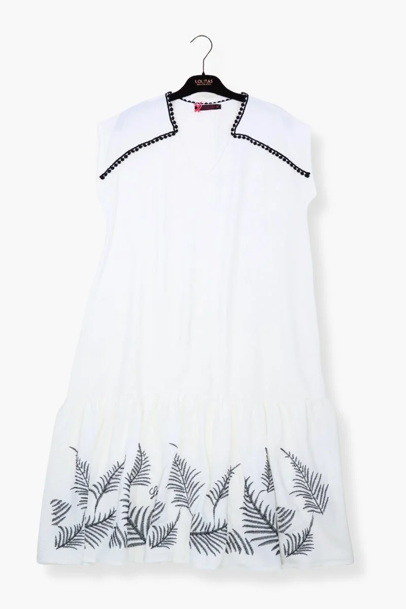 Vestido Preloved blanco corto con bordado ramillete LolitasyL