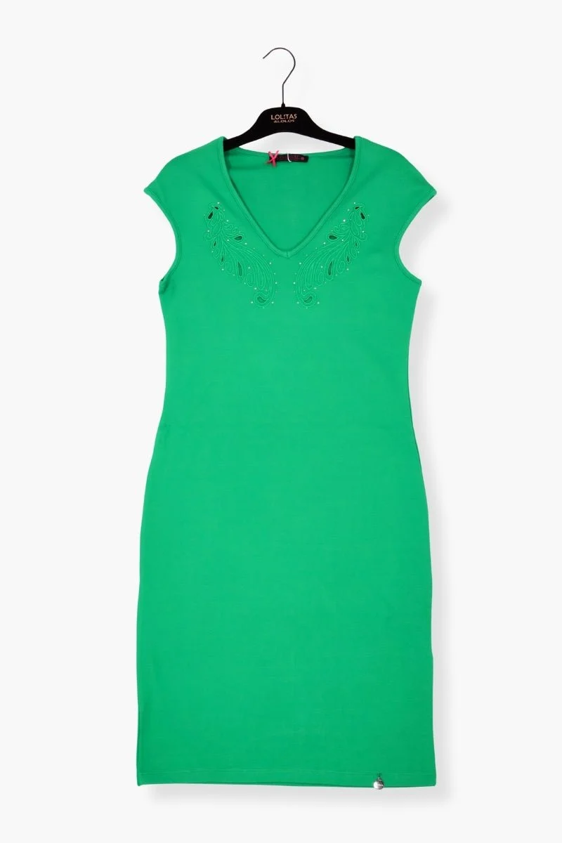 Vestido Preloved verde corto ajustado con bordado LolitasyL