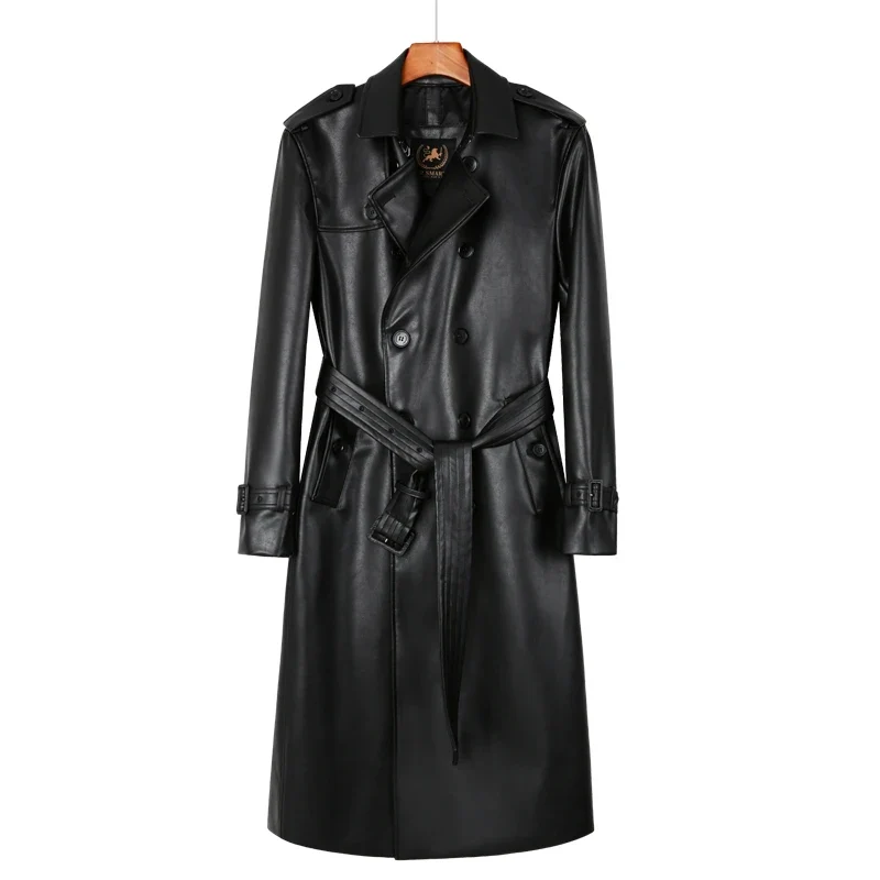 Leather trench coat homme