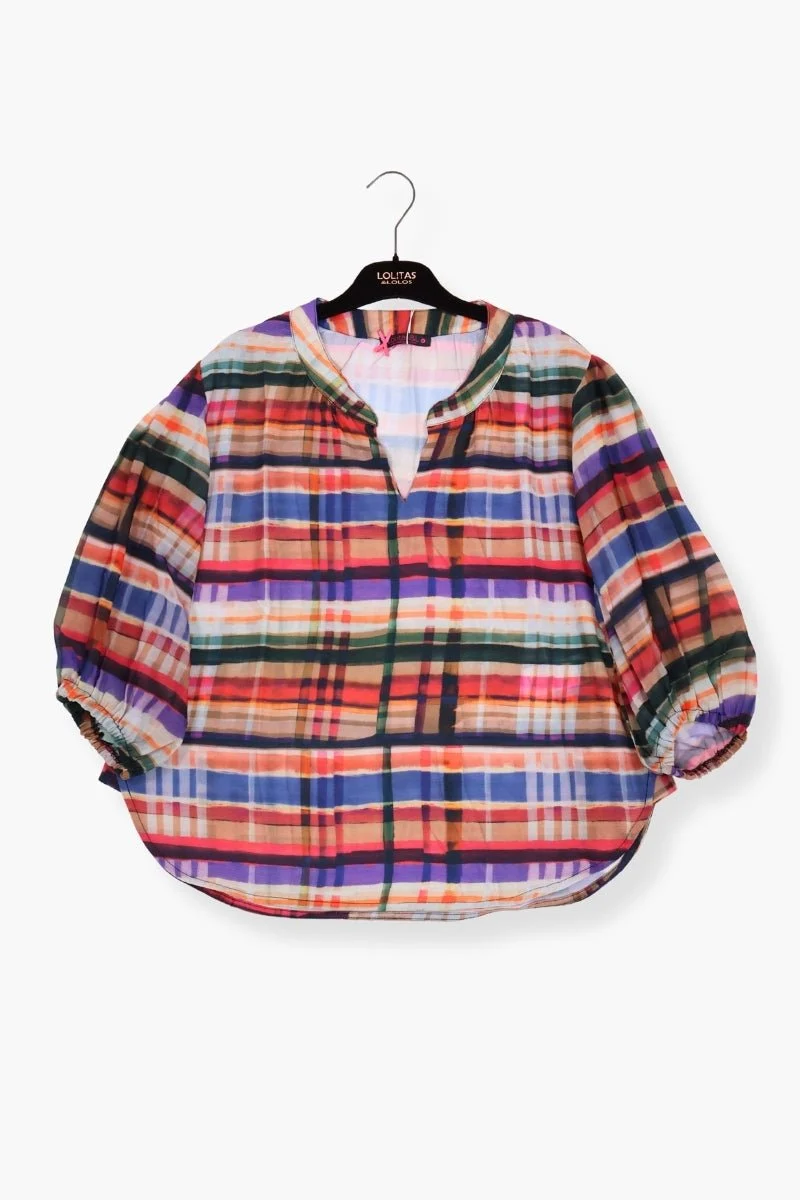 Camisa Preloved estampado cuadros con goma LolitasyL