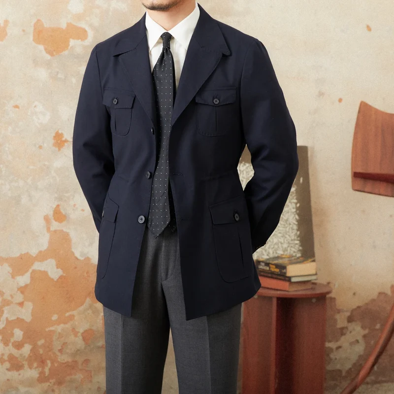 Veste saharienne bleu homme