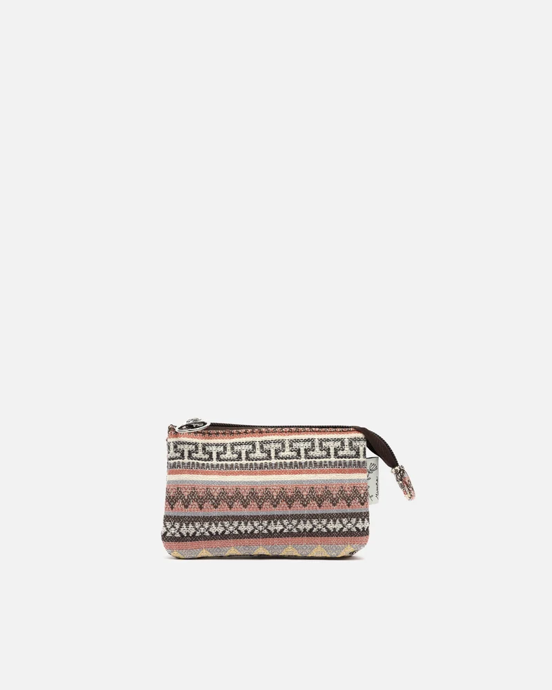 Jaka portamonedas con cierre de cremallera y estampado jacquard