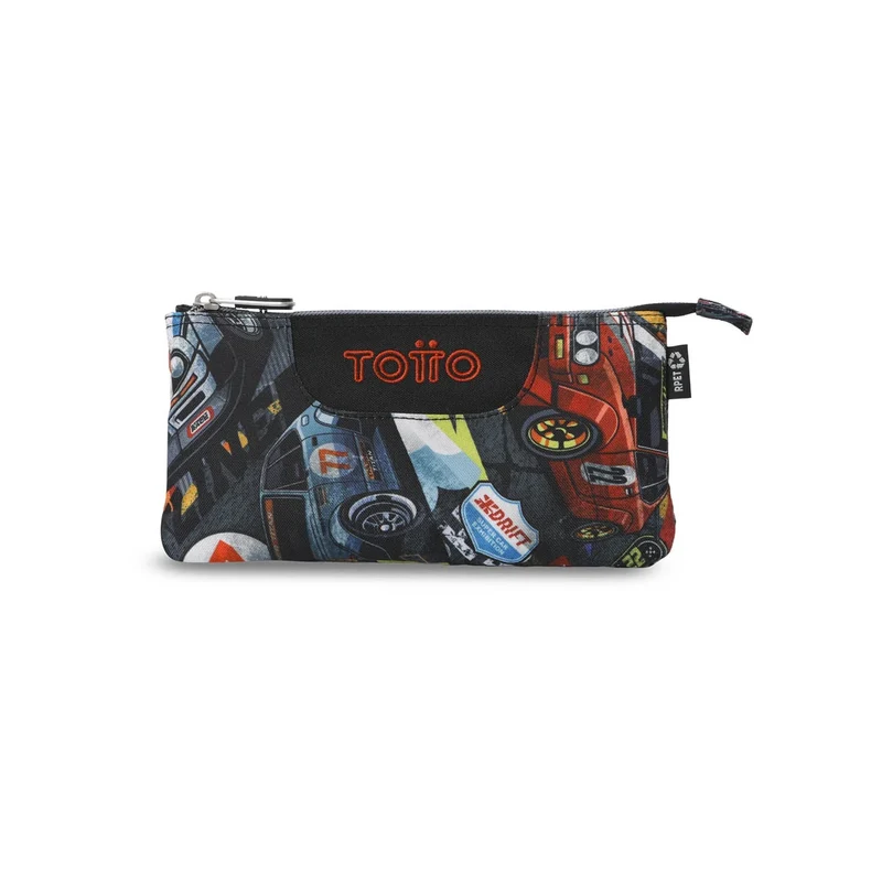 Estuche escolar eco-friendly tres compartimentos Totto Tablero - Rally Red