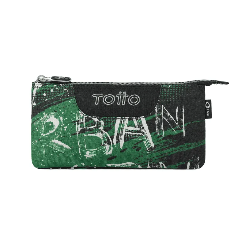 Estuche escolar eco-friendly tres compartimentos Totto Tablero - Grounge