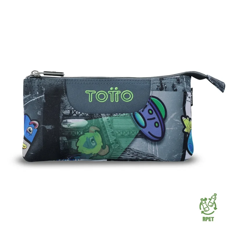 Estuche escolar eco-friendly tres compartimentos Totto Tablero - Rolly