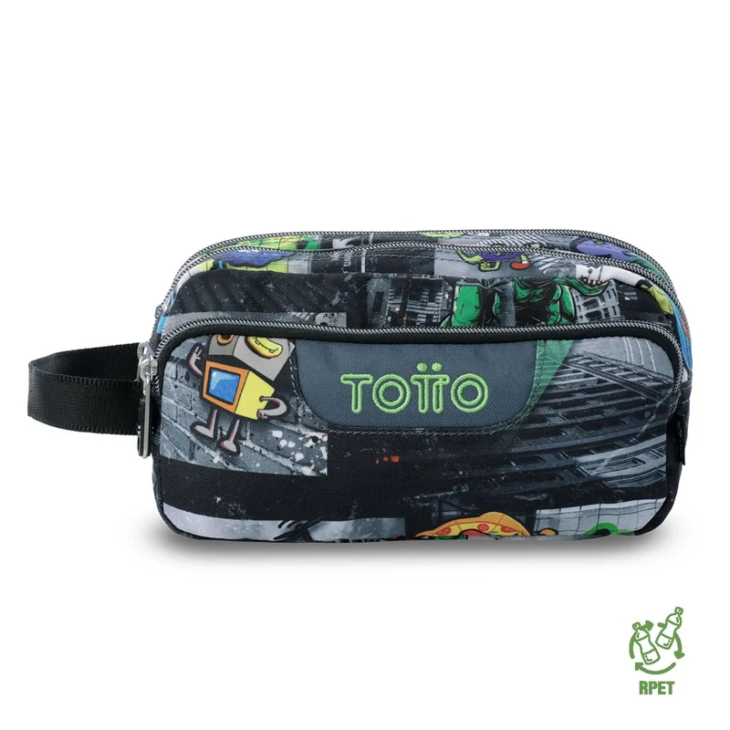 Estuche escolar eco-friendly tres compartimentos Totto Agapec - Rolly