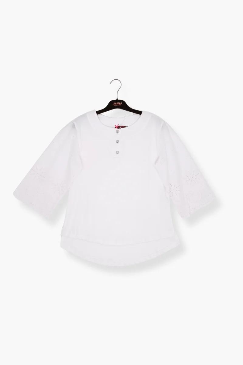 Camisa Preloved blanca manga bordada Lolitas&L