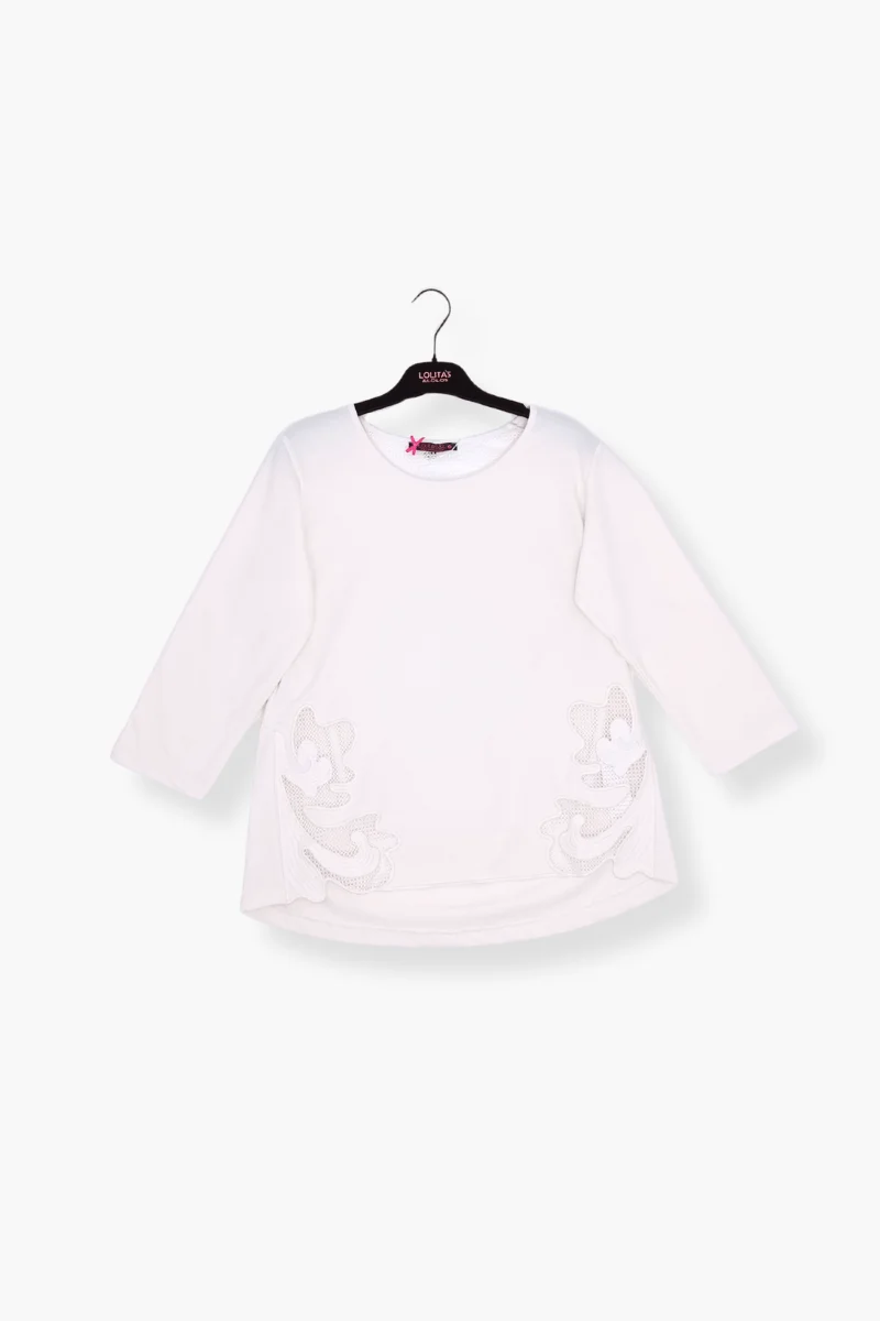Sudadera Preloved blanca con bordados en los costados Lolitas&L