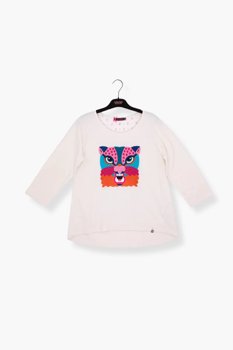 Sudadera Preloved blanca bordado leon manga larga Lolitas&L