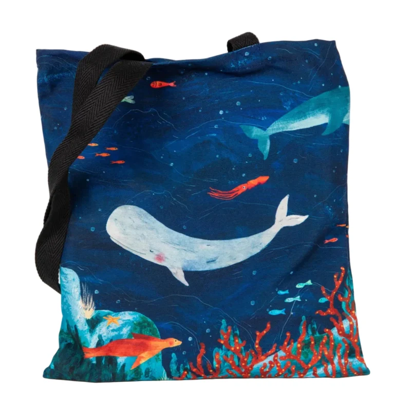 Tote bag 'Ballena en fondo marino'