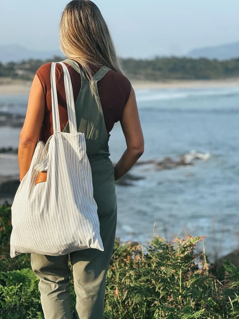 Tote Bag rayas beige