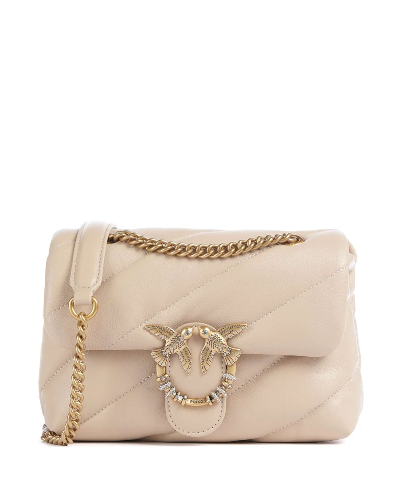 Pinko Love Puff Mini New Buckle Bolso de hombro beige/grigio fumo/antique gold