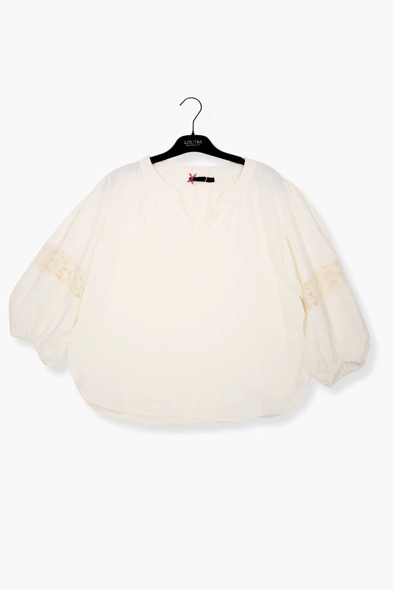 Camiseta Preloved blanca manga al codo con bordado ingles Lolitas&L