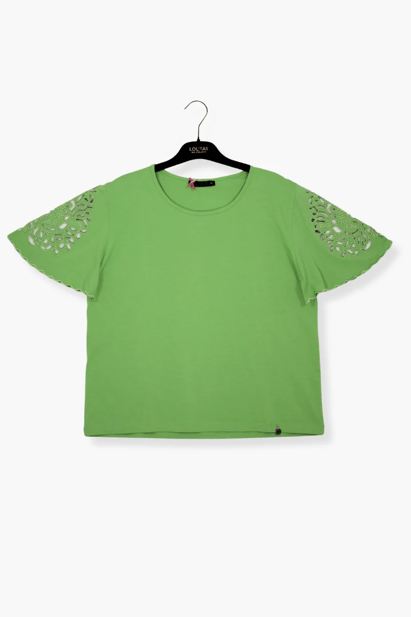 Camiseta Preloved verde mangas bordado calado Lolitas&L