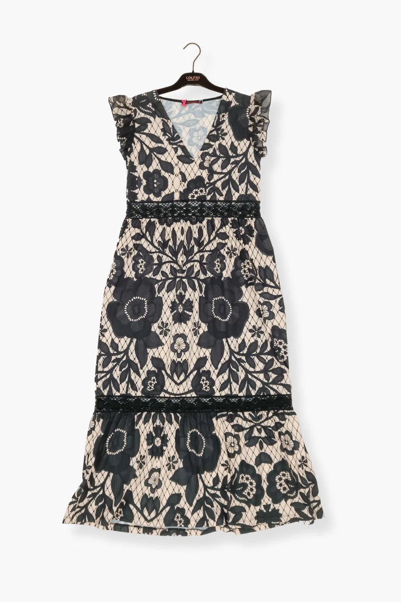 Vestido Preloved largo estampado flower dark con puntilla Lolitas&L