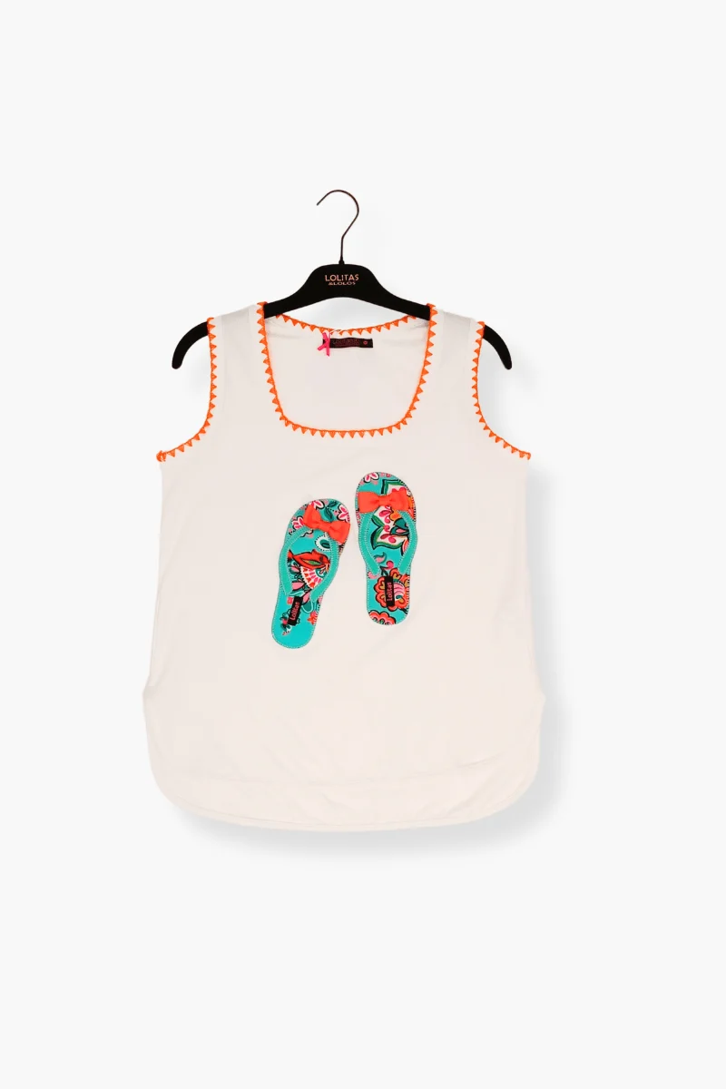 Camiseta Preloved blanca bordado sandalias Mandala Lolitas&L