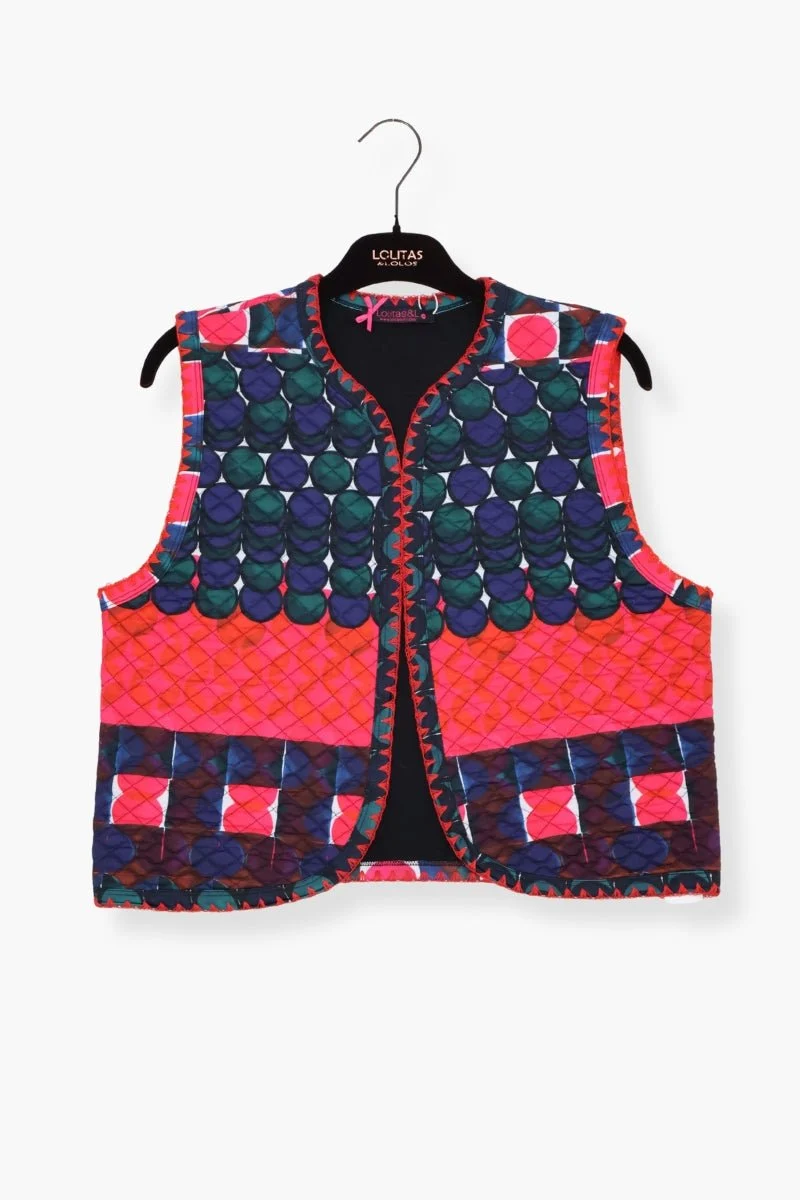 Chaleco estampado geometrico con bordado Lolitas&L