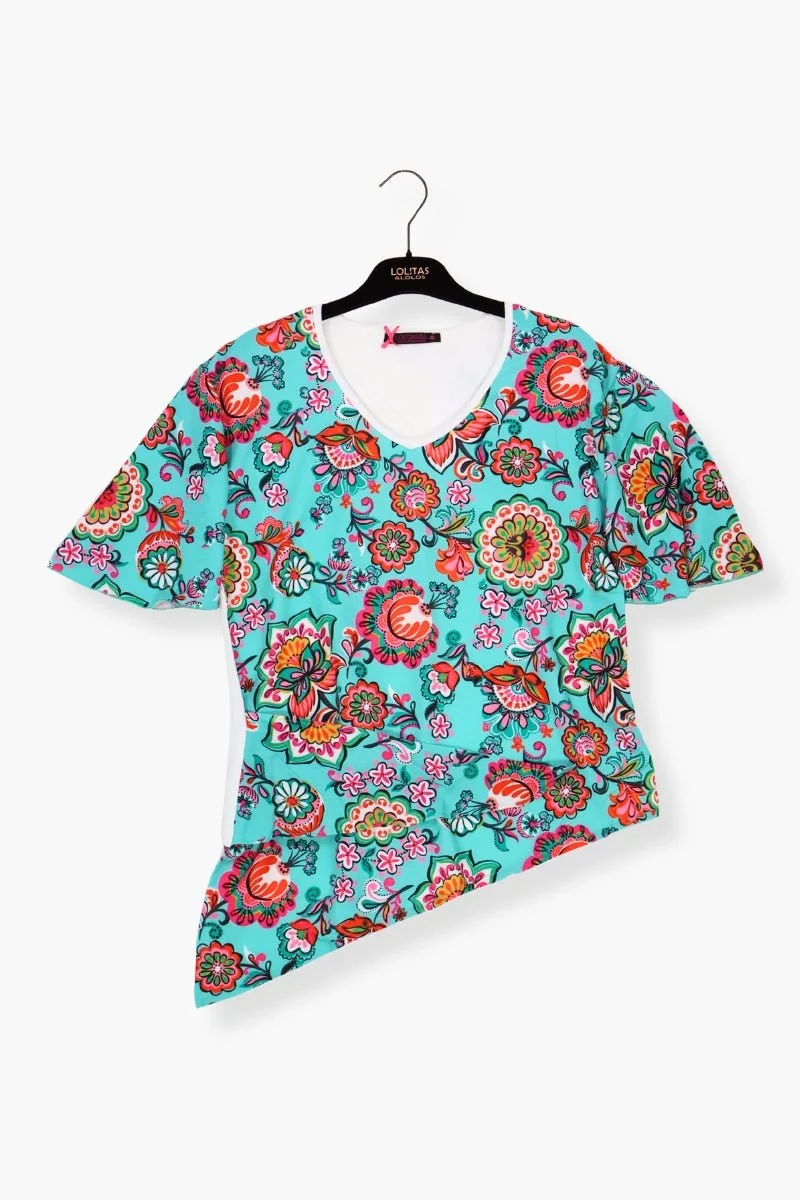Camiseta Preloved estampado Mandala anudada en la cadera Lolitas&L