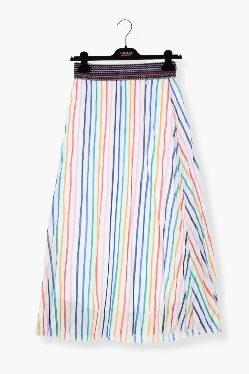 Falda Preloved blanca larga estampado rayas multicolor Lolitas&L