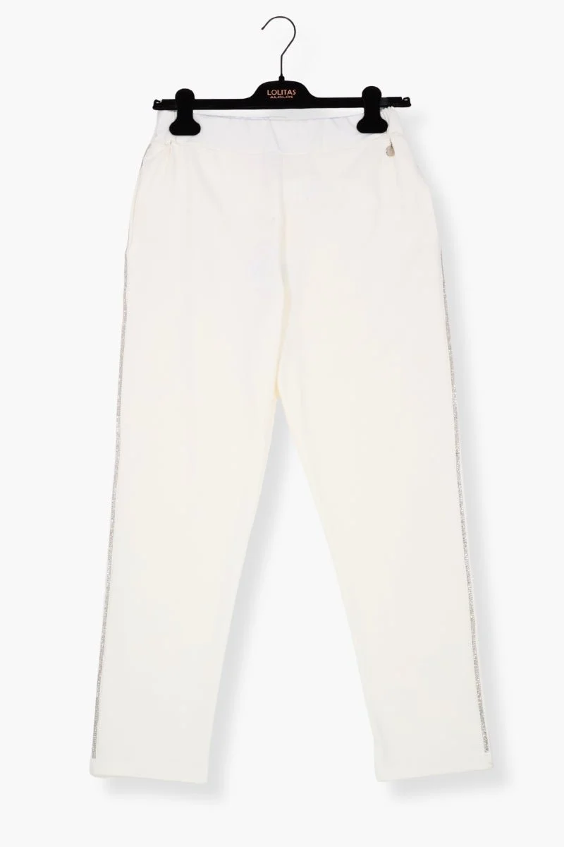 Pantalon Preloved blanco de algodon con tira brillante Lolitas&L