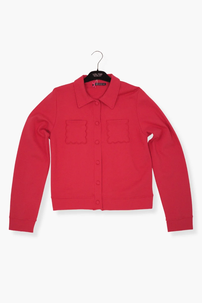 Chaqueta Preloved roja con bolsillos bordados y automaticos Lolitas&L