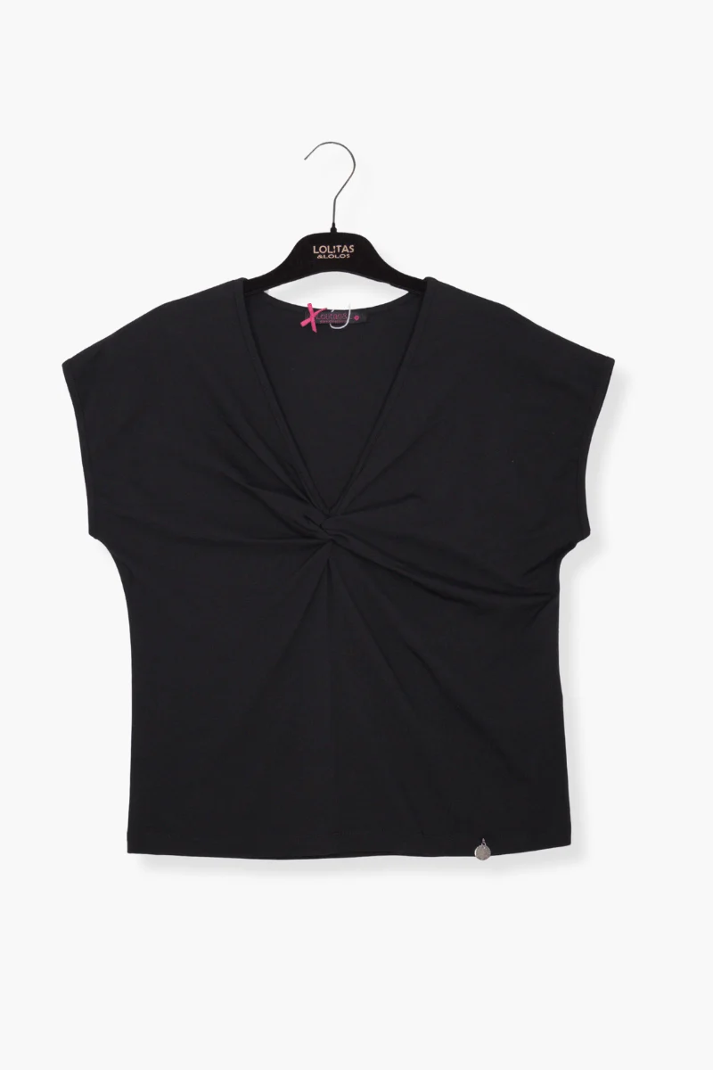 Camiseta Preloved negra pico con embebido Lolitas&L