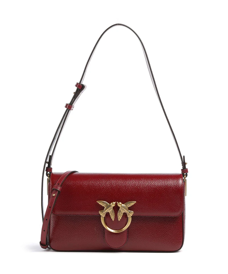 Pinko Love One Classic Slouchy Bolso de hombro rosso scuro/antique gold