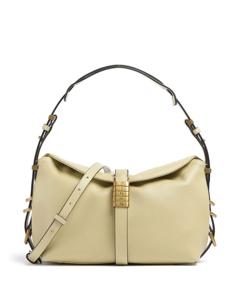 Pinko Saddle Horizontal Mini Bolso de hombro giallo vaniglia/antique gold