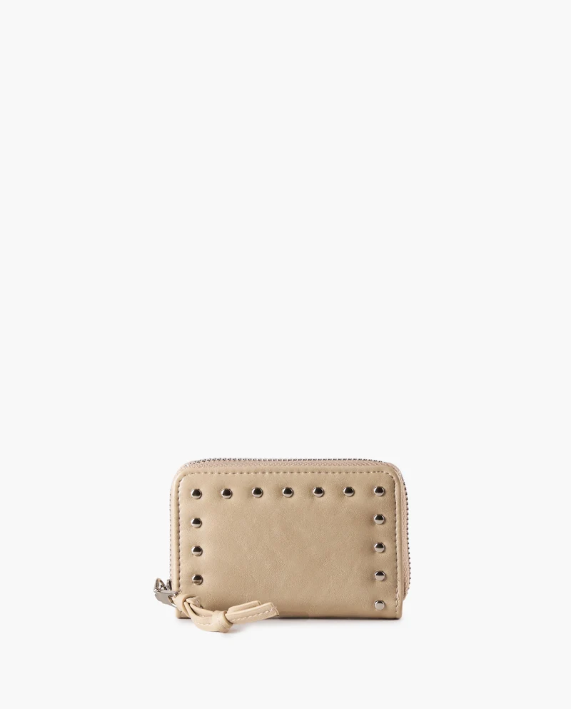 BILLETERA TACHUELAS BEIGE