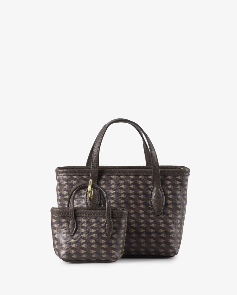 MINI TOTE PRINT MARRÓN