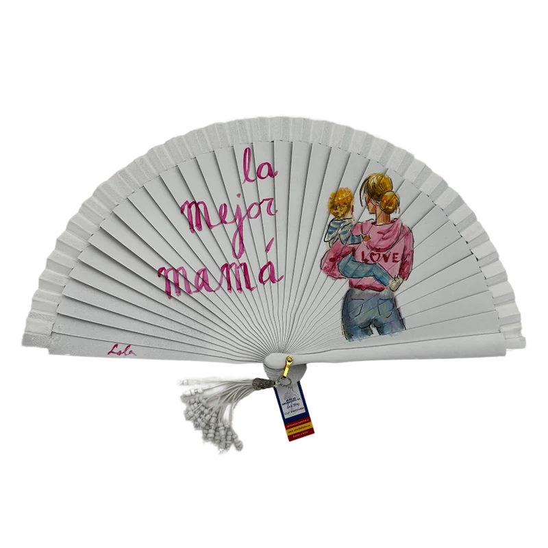 Abanico de madera de 21cm pintado a mano Aire Distinto "La Mejor Mama"