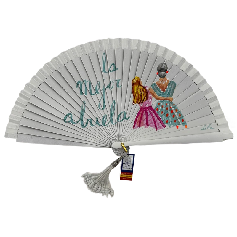 Abanico de madera de 21cm pintado a mano Aire Distinto "La Mejor Abuela"