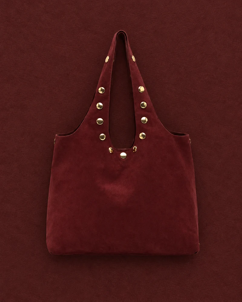 Nemi bolso hobo grande efecto ante con detalles metálicos grandes
