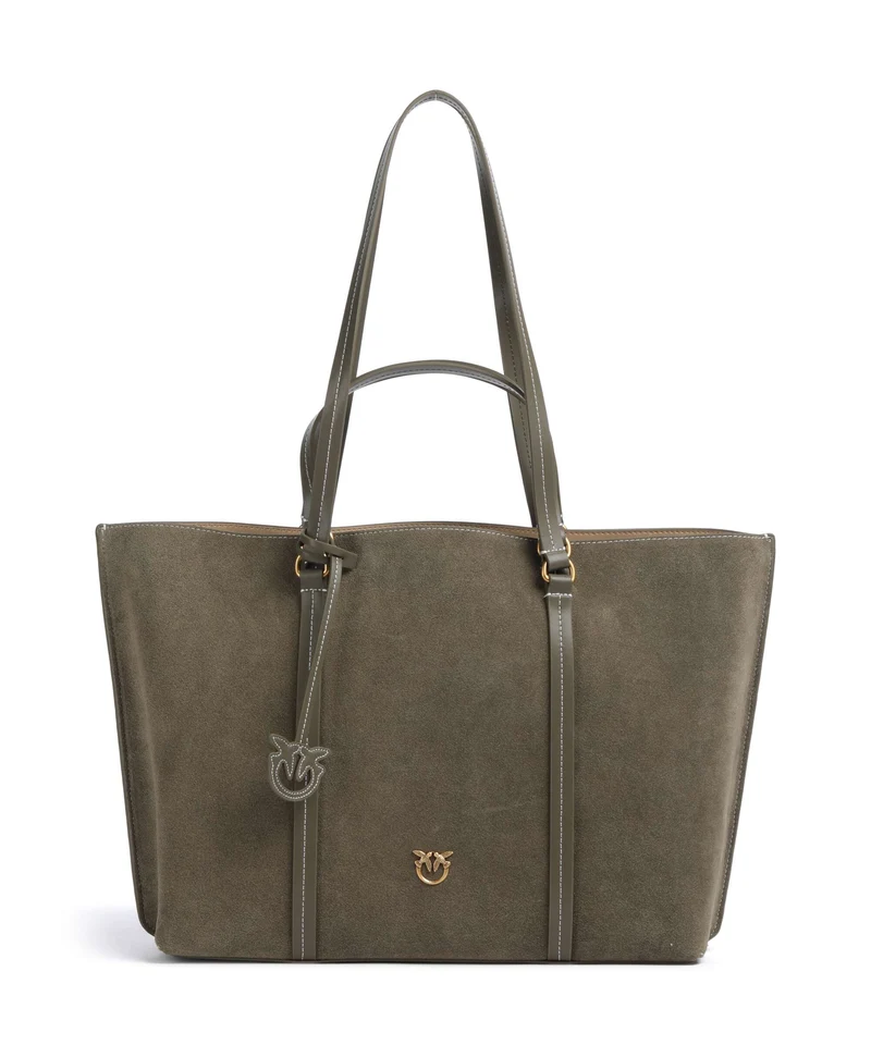 Pinko Carrie Big Bolsa shopping verde/oliva scuro/antique gold